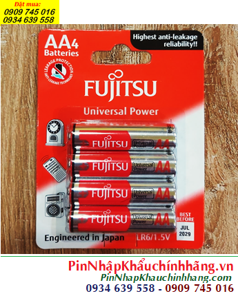 Fujitsu LR6-FU-W; Pin tiểu AA 1.5v Alkaline Fujitsu LR6-FU-W chính hãng _Xuất xứ Indonesia /Vỉ 4viên